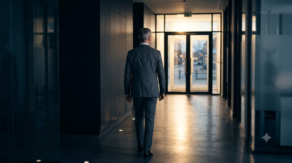 Business owner walking toward an exit, representing the Business Exit Audit