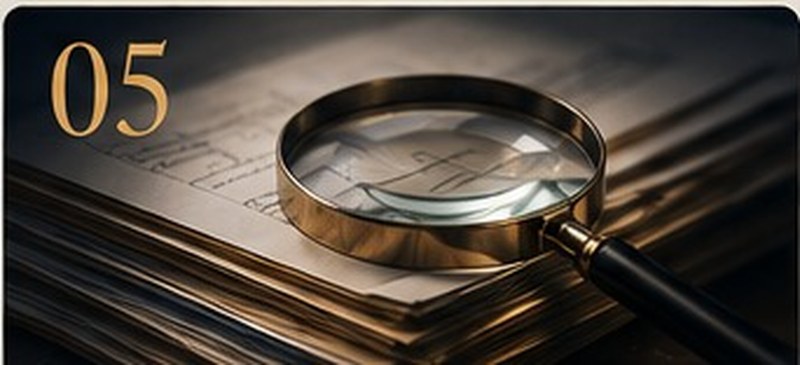 A magnifying glass resting on a stack of financial documents during due diligence