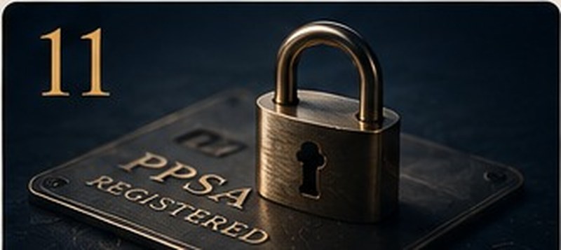 A padlock resting on a registered PPSA security document