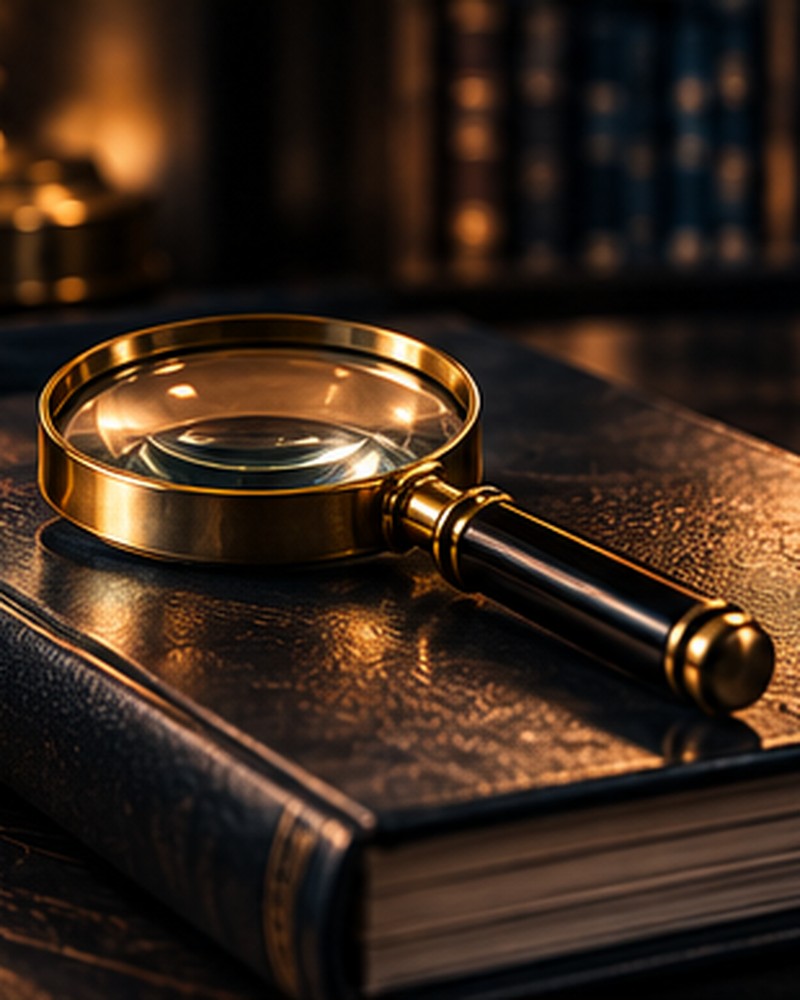 A magnifying glass reviewing a security registration document